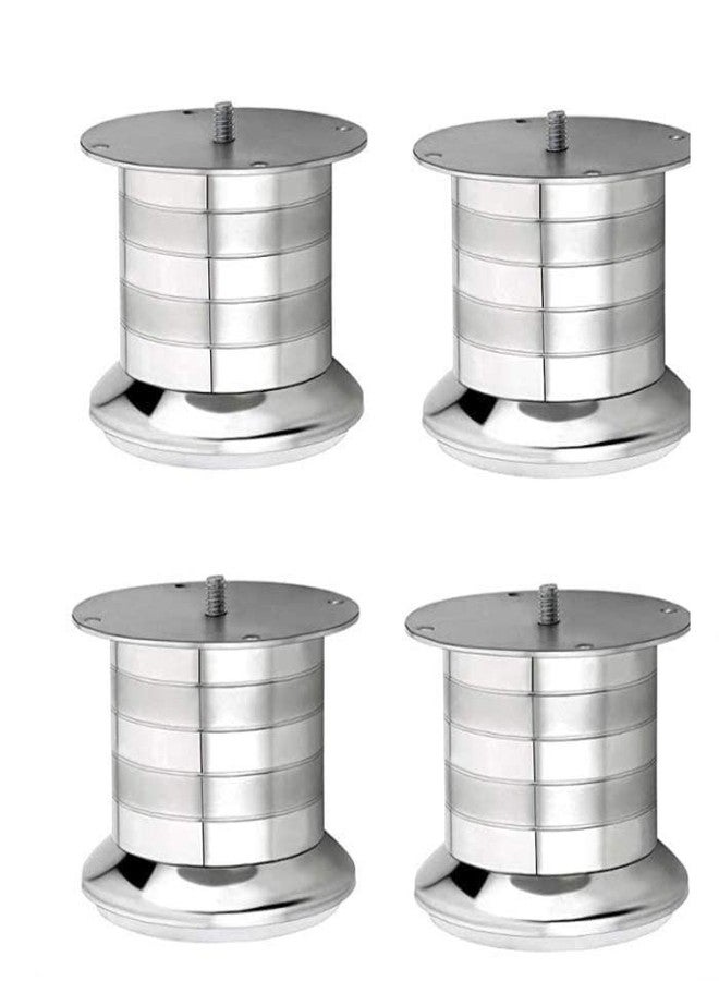 IZMAH Stainless Steel Two-Tone Finish Round Sofa Leg - 65 MM (4 inch- Set of 4) Sturdy Round Design for Furniture Support - Image 1